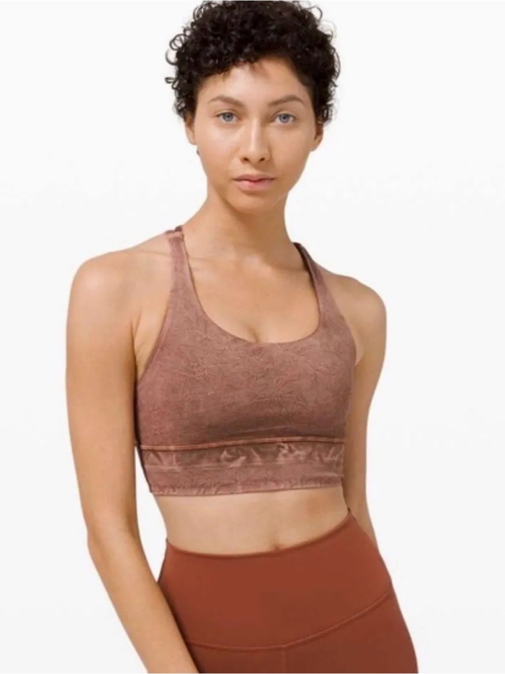 Lululemon Energy Bra Long Line in Ice Wash Brown Earth